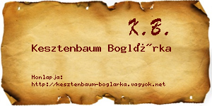 Kesztenbaum Boglárka névjegykártya